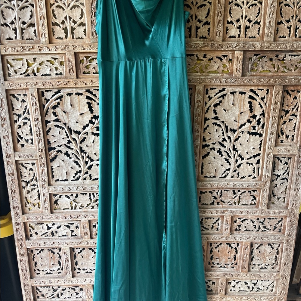 SHEIN Emerald Green wrap Dress